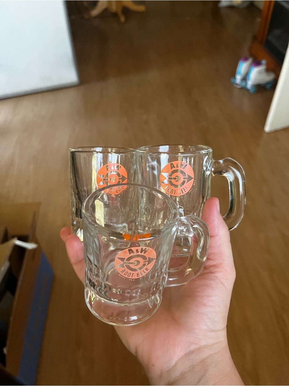 Vintage 80s 90sA&W Root Beer Mini Glass Mugs - Set of 3